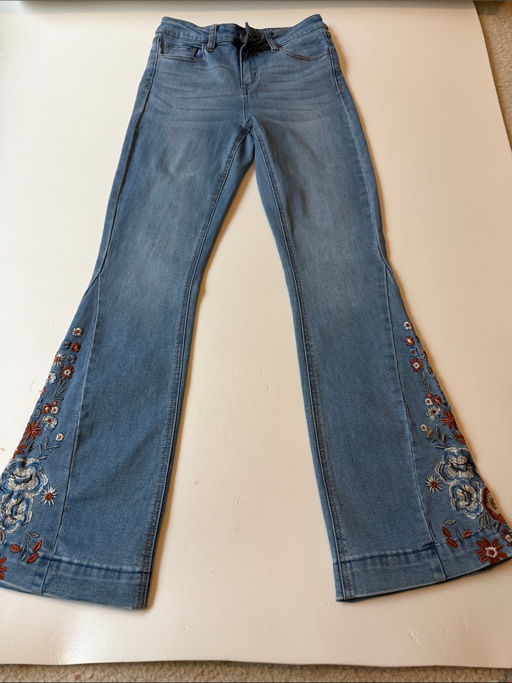 Embroidered Flared Women’s Jeans - Light Blue